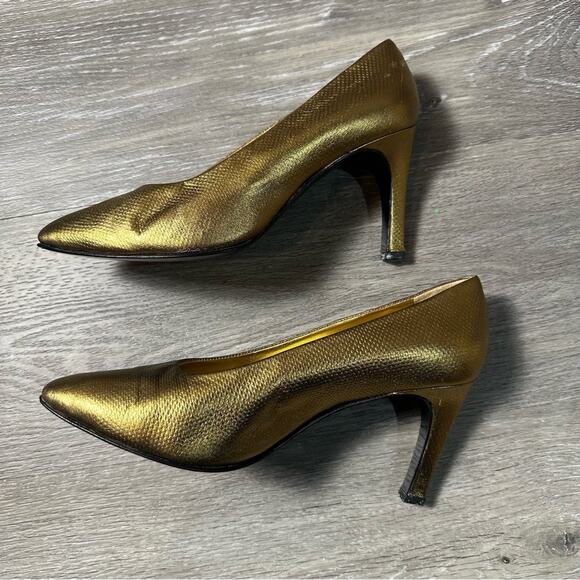 Rodo Gold Textured Heels Made in Italy - Picture 5 of 12